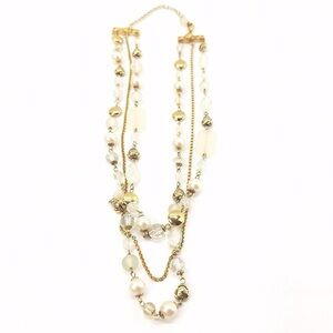 Vintage gold toned Lia Sophia 3 strand necklace